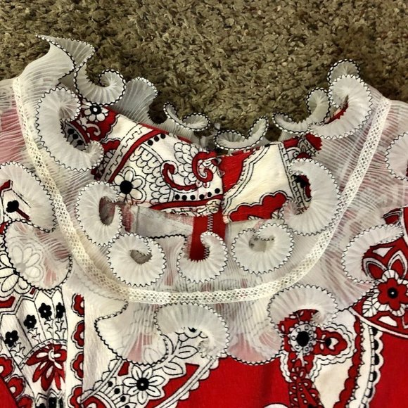 Vintage Handmade Square Dance Outfit Matching Mens Womens Used 2 Piece Red Black - Picture 14 of 16